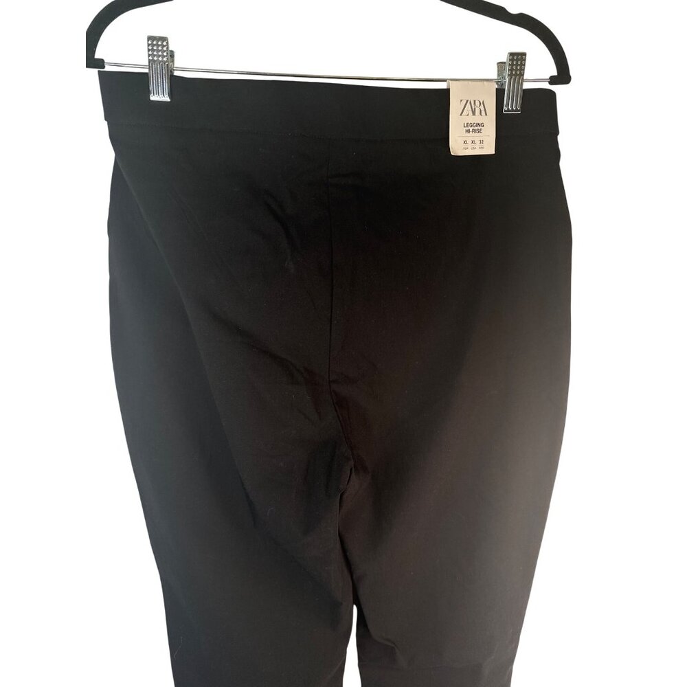 ZARA Black XL High-Rise Leggings With Ankle Zippers Comfy New - Picture 6 of 13